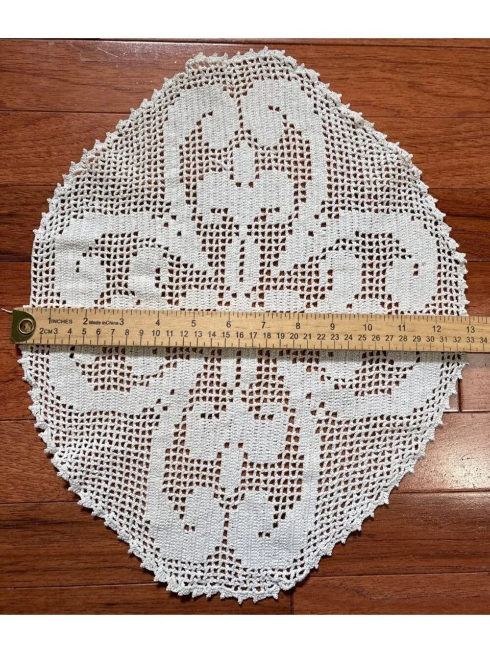Handmade Crochet Lace Oval Doily 13x16